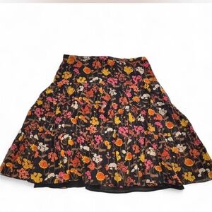 Vintage Dorothée Bis 100% Silk Botanical Floral Skirt 80s 90s SZ 12 Designer